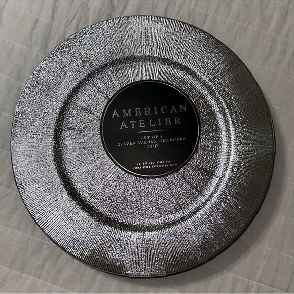 American Atelier Set of 4 Silver Vienna Charger 13” Plates - Picture 1 of 8